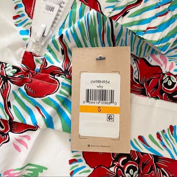 NWT Levi’s White Floral Wind Breaker Jacket S - Picture 9 of 11